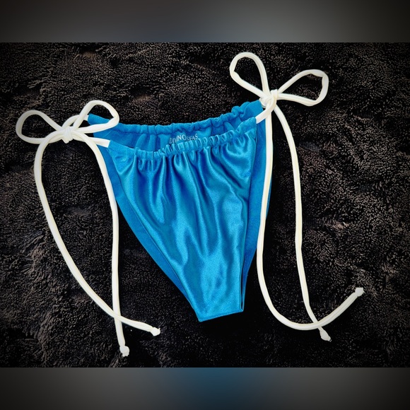 Divino Seas Ailin Dark Peacock Blue Bright White Top & Bottom Bikini Set Size XS - Picture 11 of 14